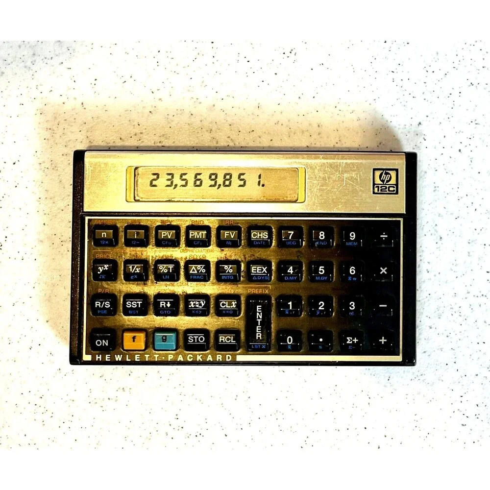 Vintage 80s HP 12C Pocket Financial Calculator Hewlett Packard WORKS